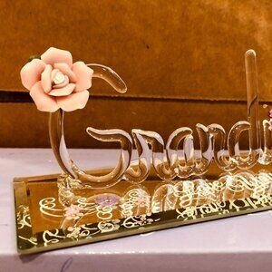 Love You Grandma Glass Figurine with Rose Butterfly Gift